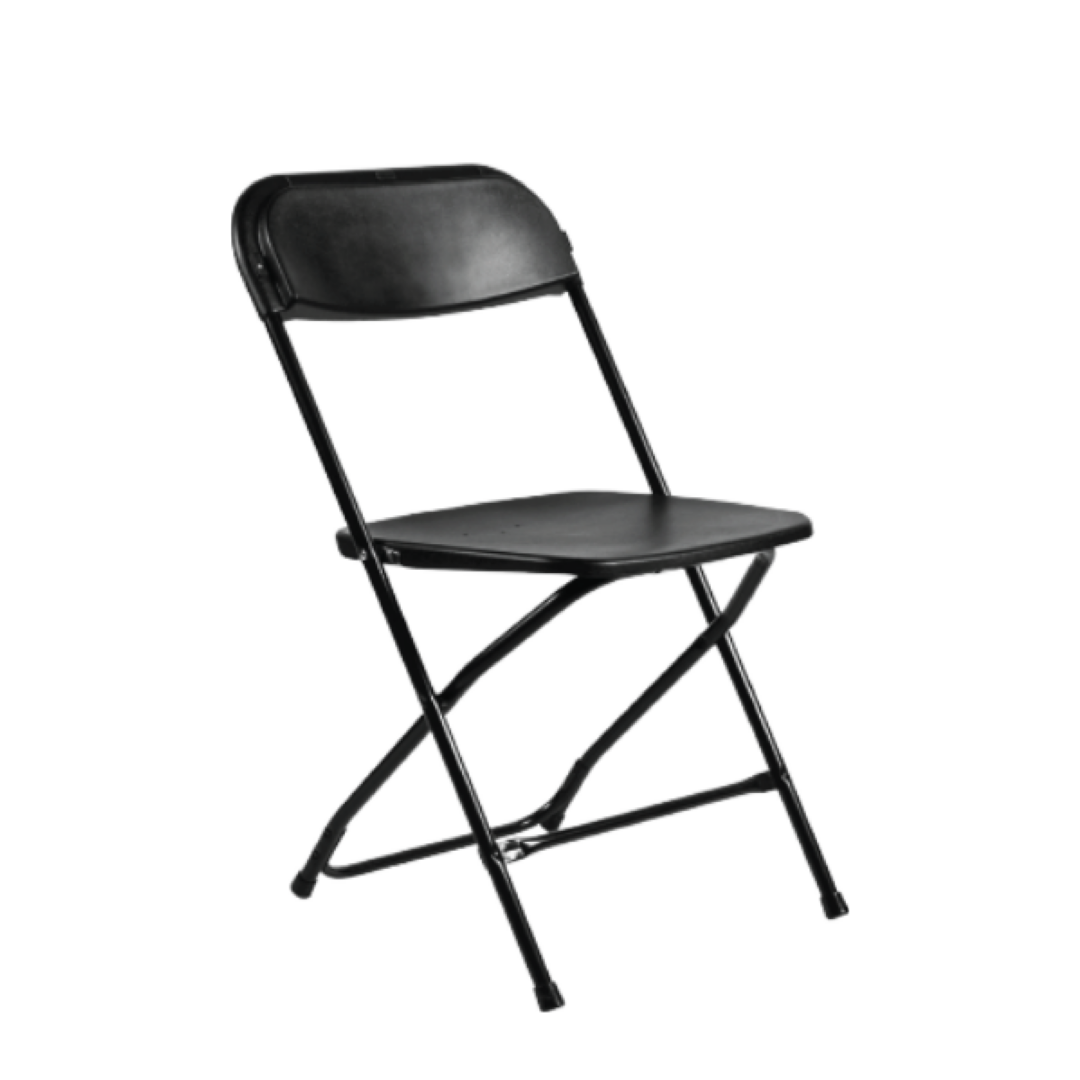 Black Plastic Folding Chair 175W X 18D X 3225H SEAT HEIGHT 1775