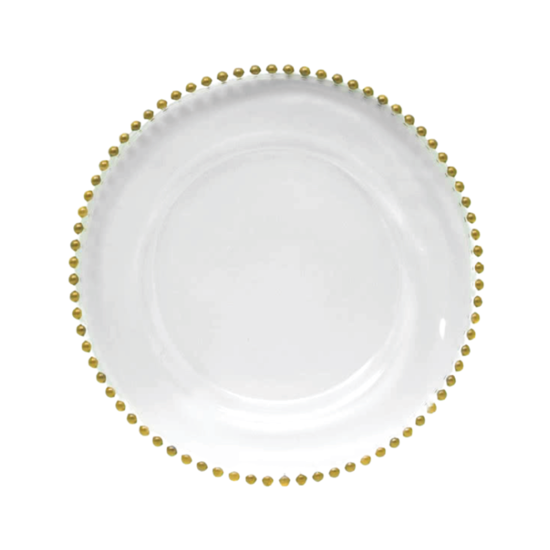 Glass Gold Beaded Charger AVAILABLE IN CHARGER PLATE 125