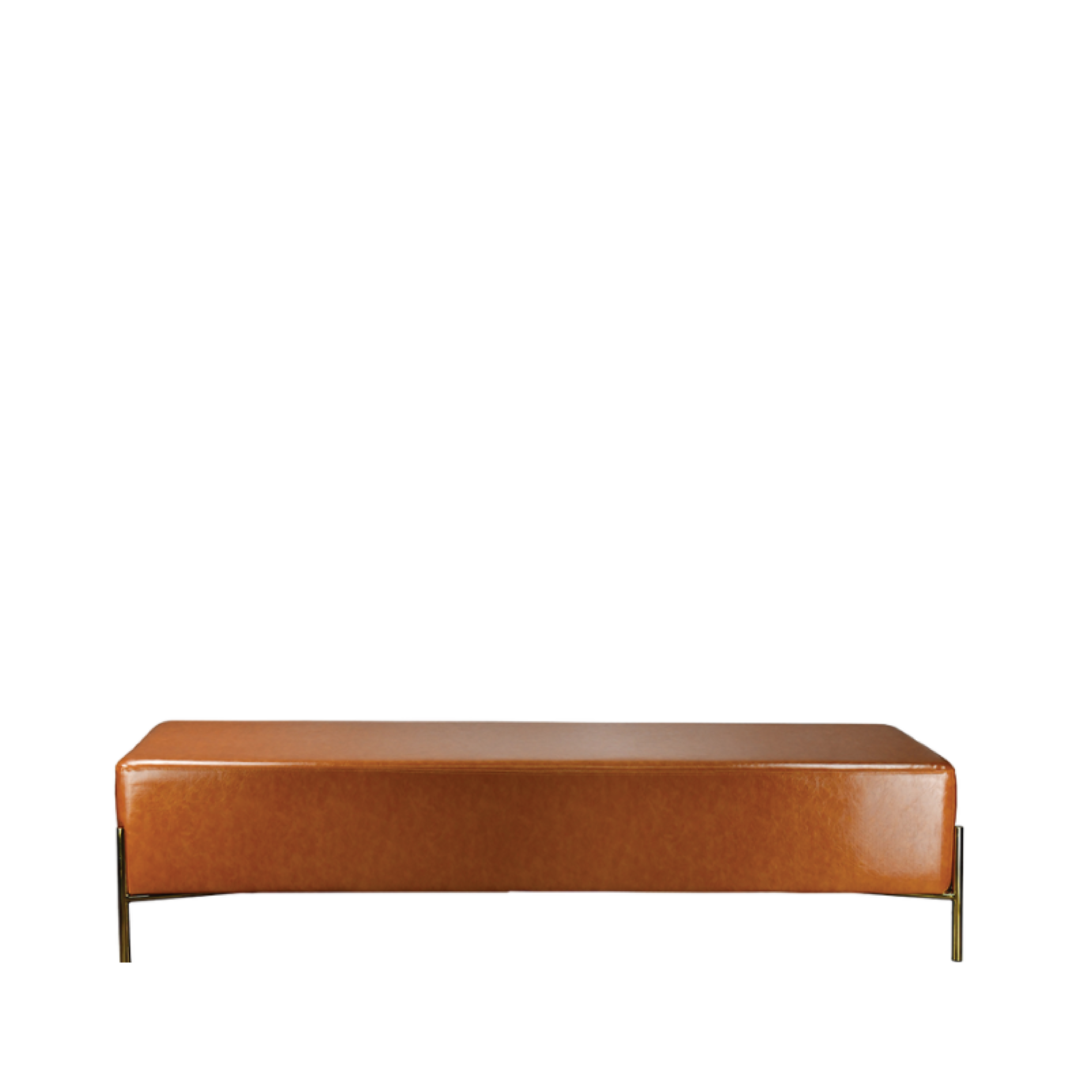 KARAGAN BROWN LEATHER BENCH 70L X 195W X 17H