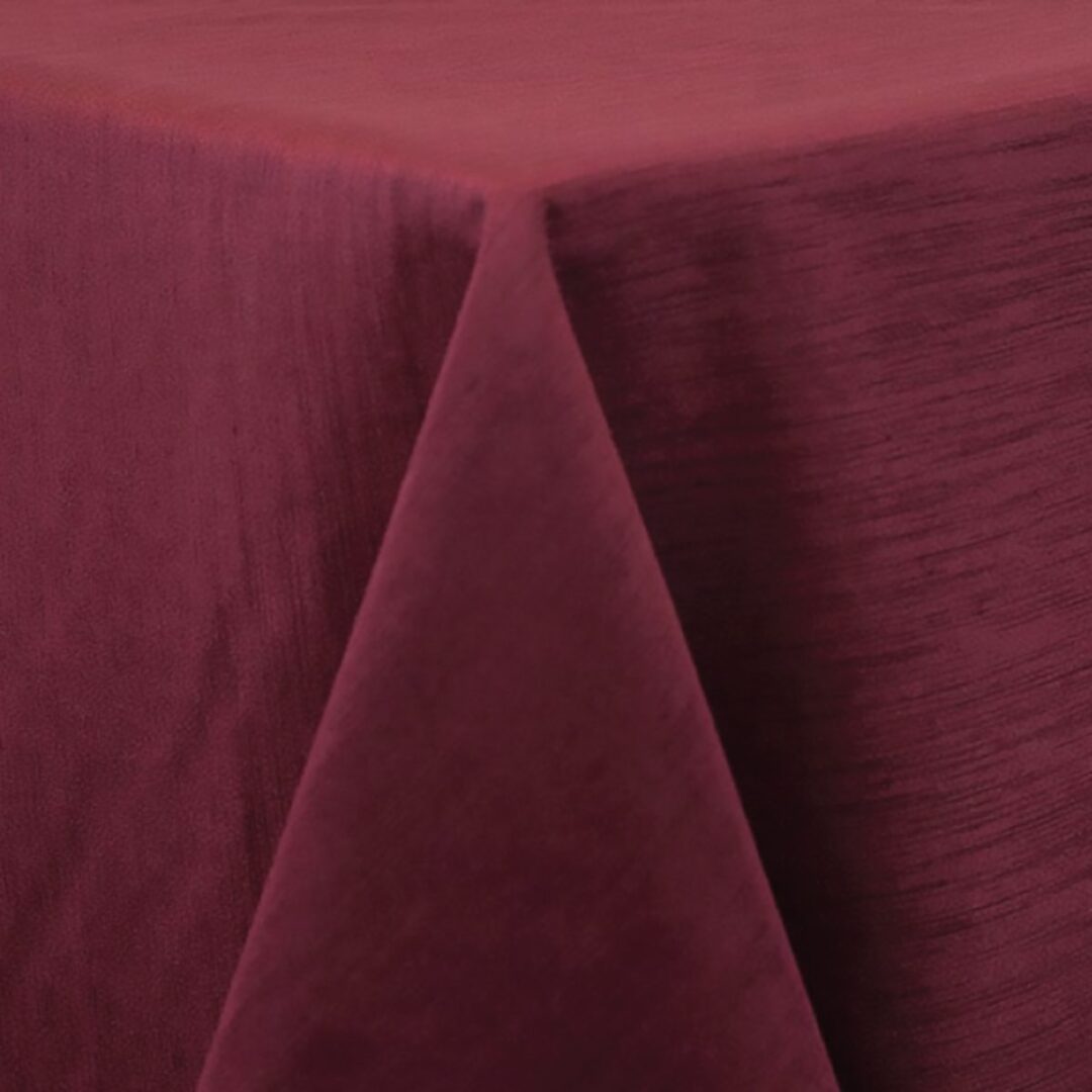 Majestic Linen Burgundy AVAILABLE IN 20X20 SQUARE NAPKIN 108 ROUND 120 ROUND 132 ROUND 90X132 LONG 90X156 LONG 12 X 108 LONG RUNNER