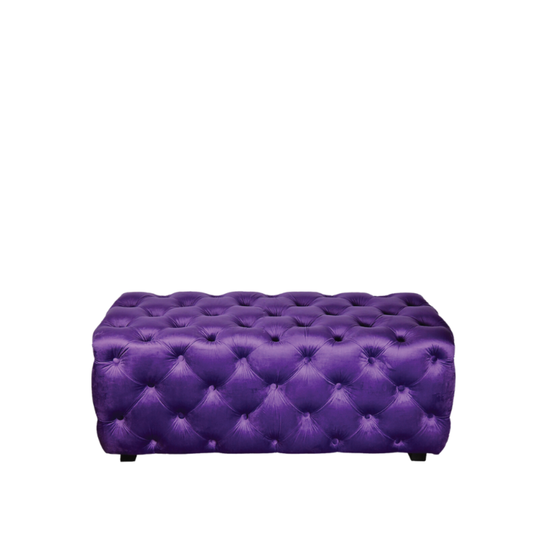 PURPLE OTTOMAN 46L X 21W X 19H