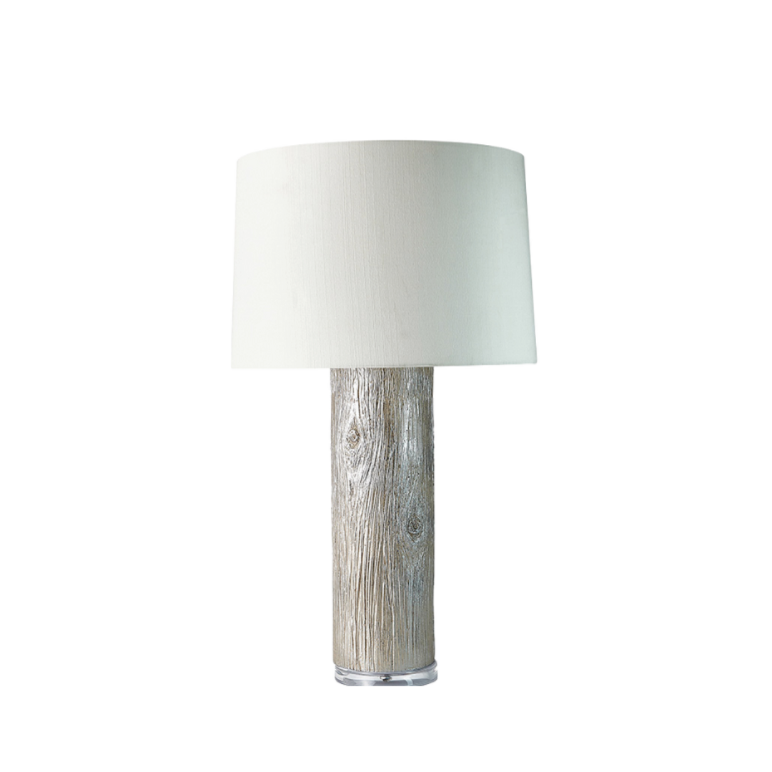 SILVER LOG TABLE LAMP 18D X 32H