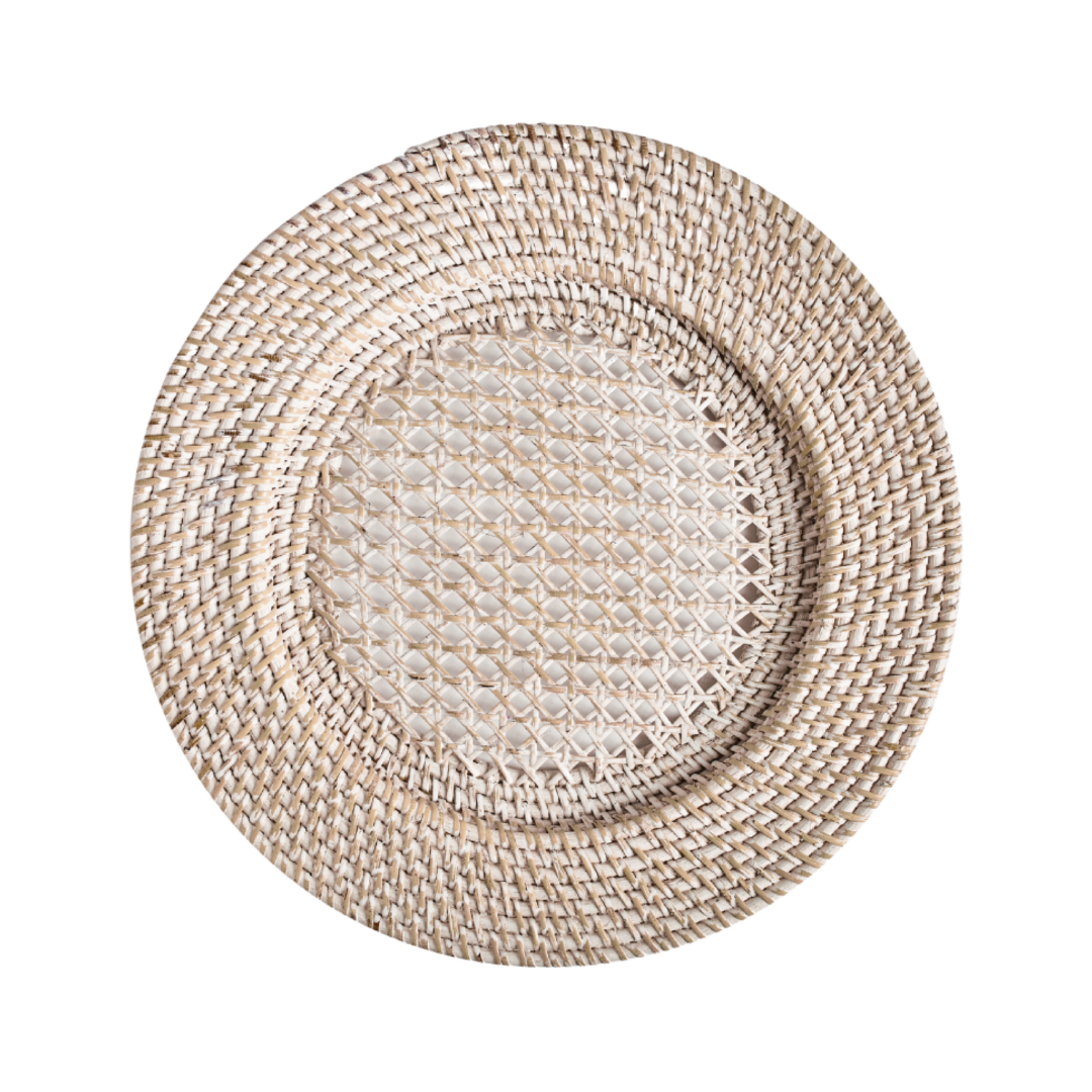 White Rattan Charger